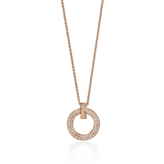 T1 CIRCLE DIAMOND PAVED MEDIUM NECKLACE