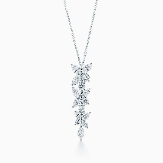 MIXED CLUSTER DIAMOND DROP PENDANT