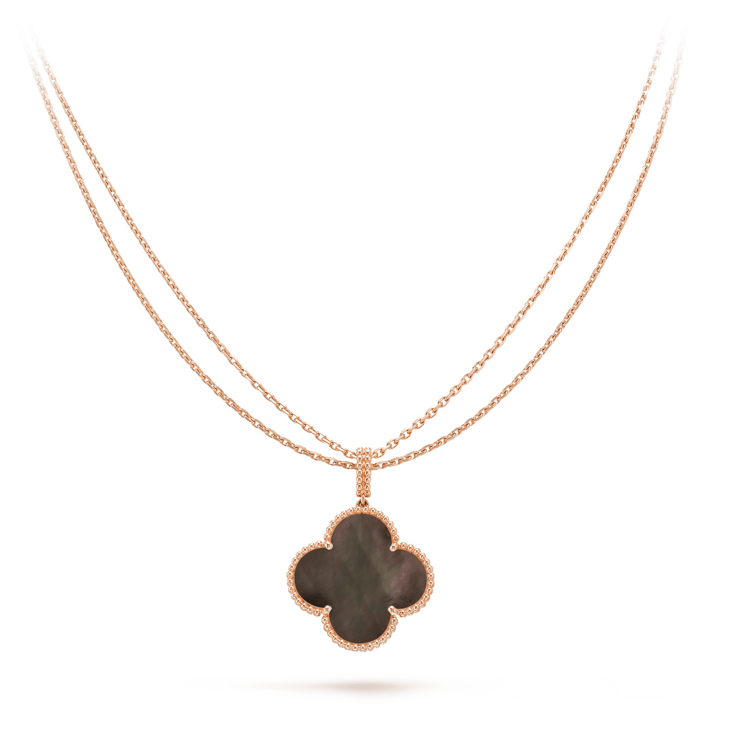 CLOVER GOLD DARK MOP BIG CLOVER NECKLACE