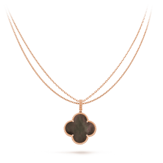 CLOVER GOLD DARK MOP BIG CLOVER NECKLACE