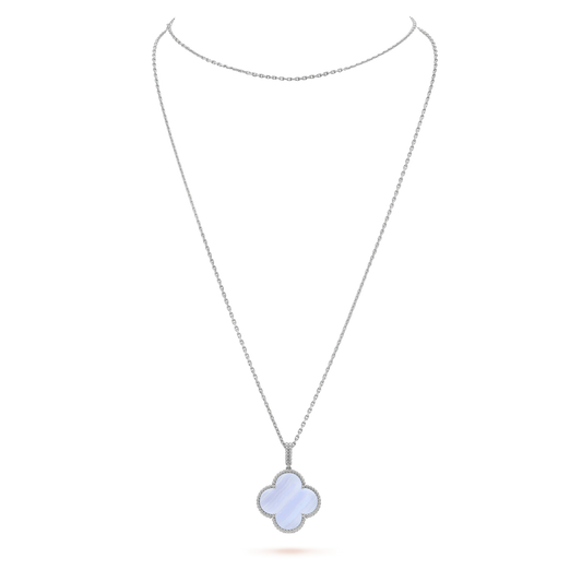 CLOVER SILVER CHALCEDONY BIG CLOVER NECKLACE