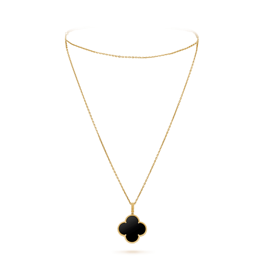 CLOVER GOLD ONYX BIG CLOVER NECKLACE