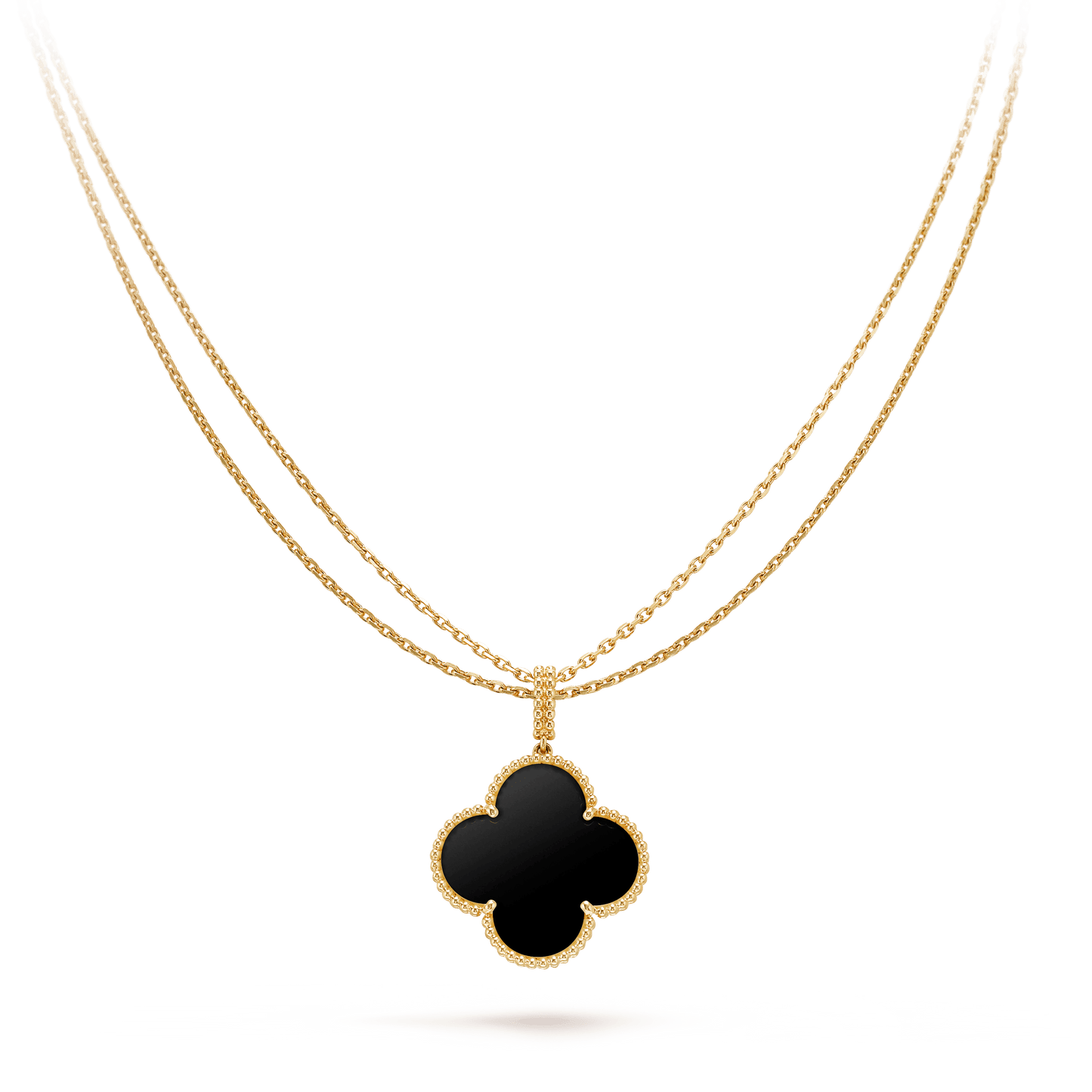 CLOVER GOLD ONYX BIG CLOVER NECKLACE