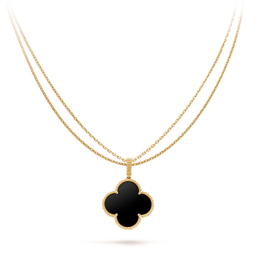 CLOVER GOLD ONYX BIG CLOVER NECKLACE