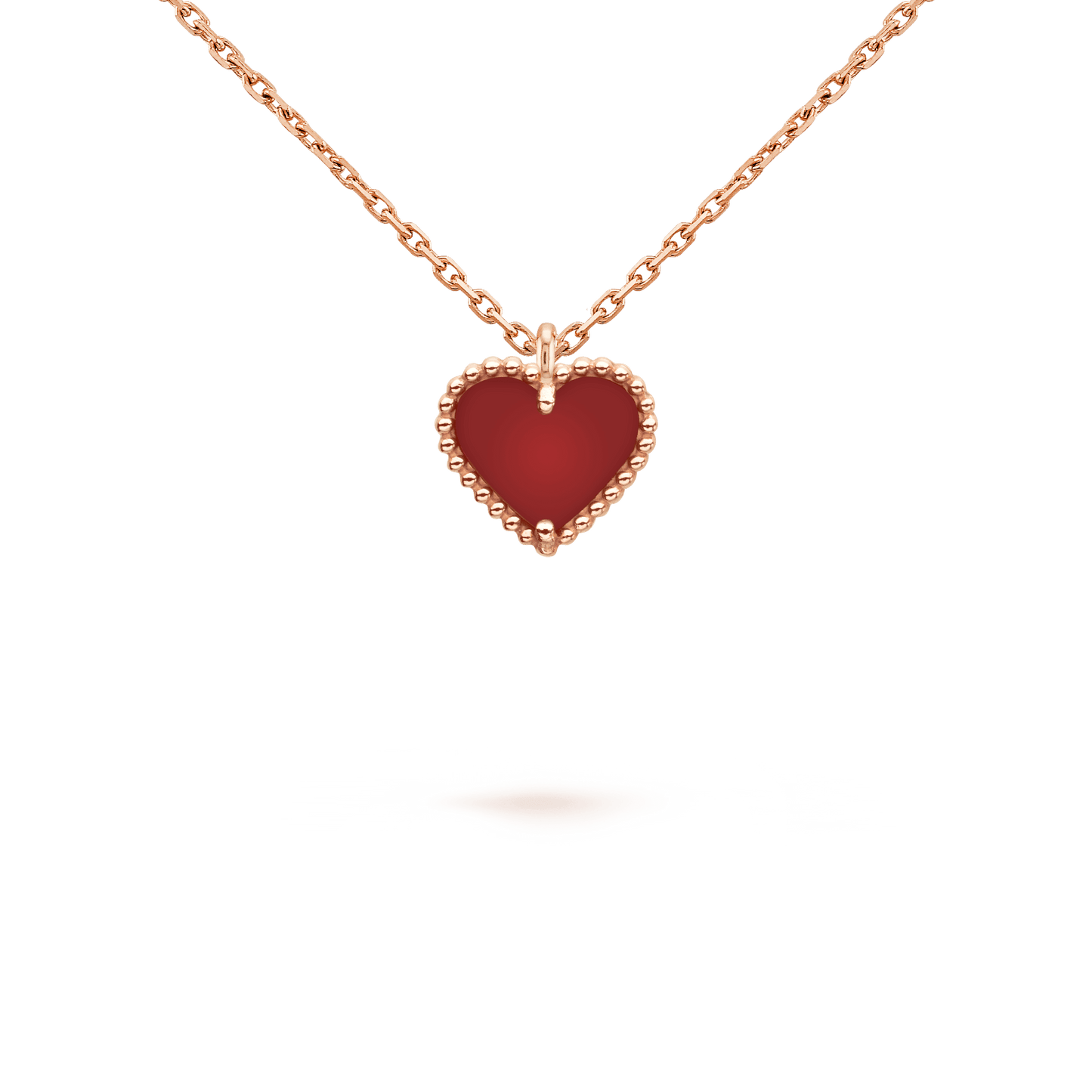 SWEET CLOVER CARNELIAN HEART NECKLACE