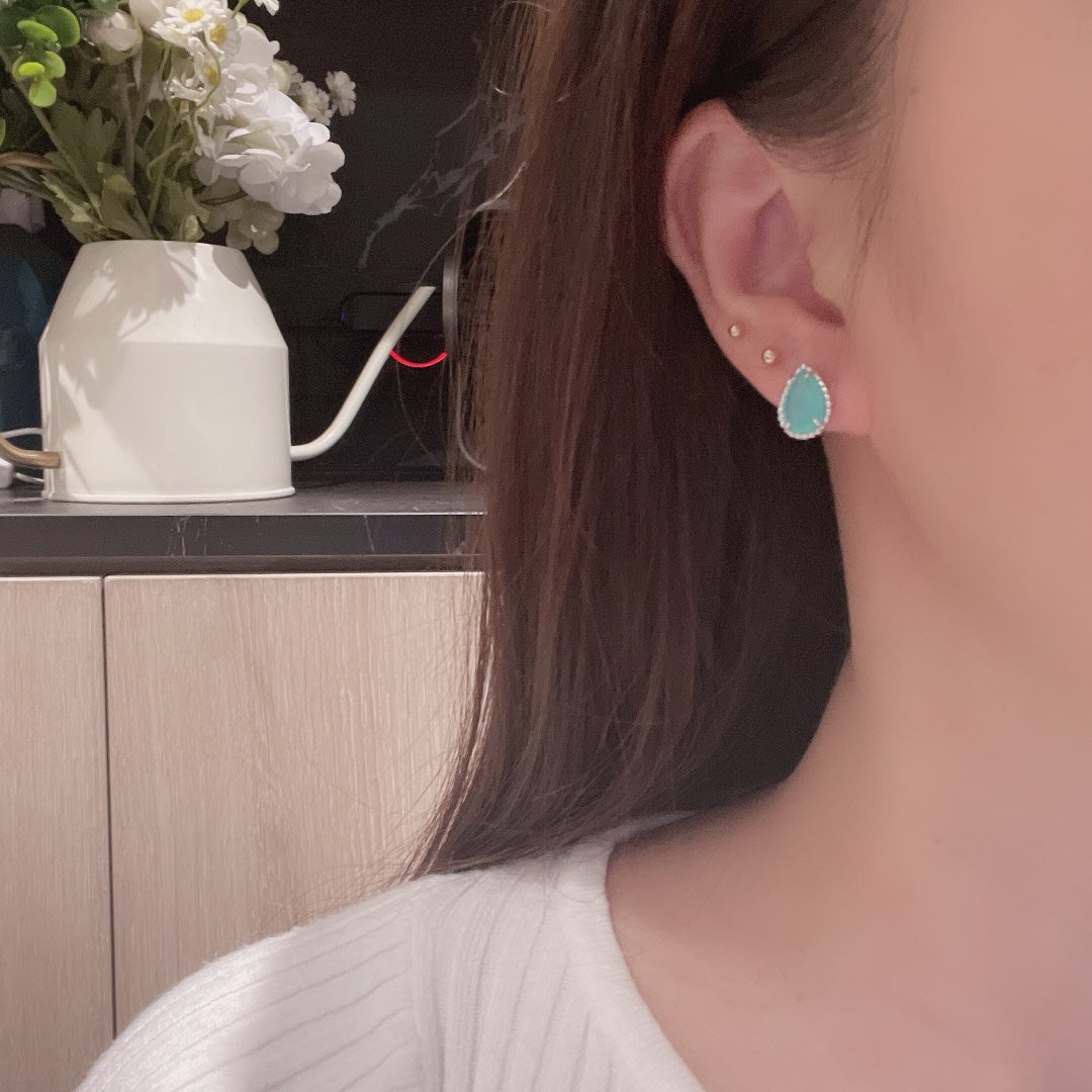 BOHEME TURQUOISE SILVER STUD EARRINGS