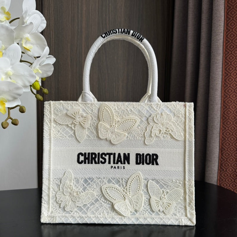 Small CD Book Tote 26.5cm Butterfly Zodiac White