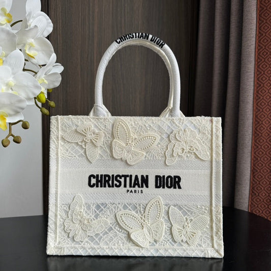 Small CD Book Tote 26.5cm Butterfly Zodiac White