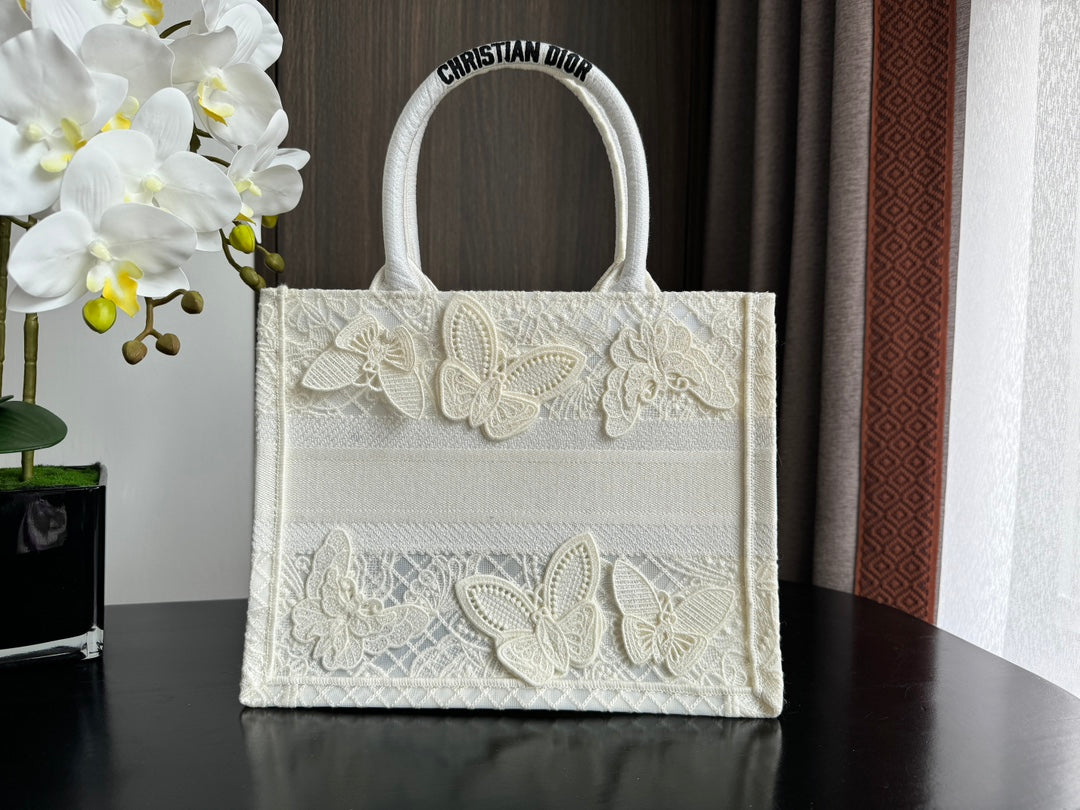 Small CD Book Tote 26.5cm Butterfly Zodiac White