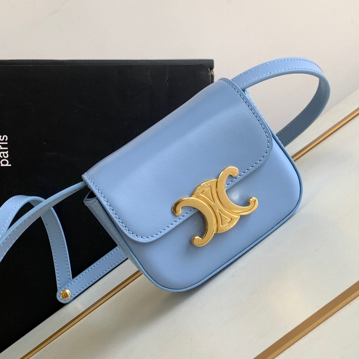 TEEN TRIOMPHE 11CM SKY BLUE CALFSKIN