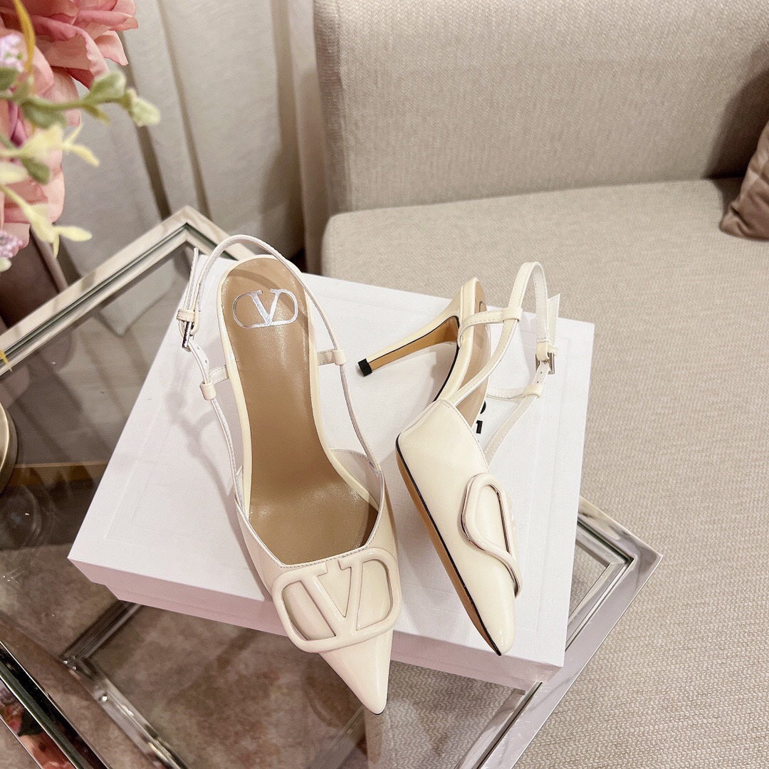 Vlogo Signature Slingback Light Ivory Calfskin