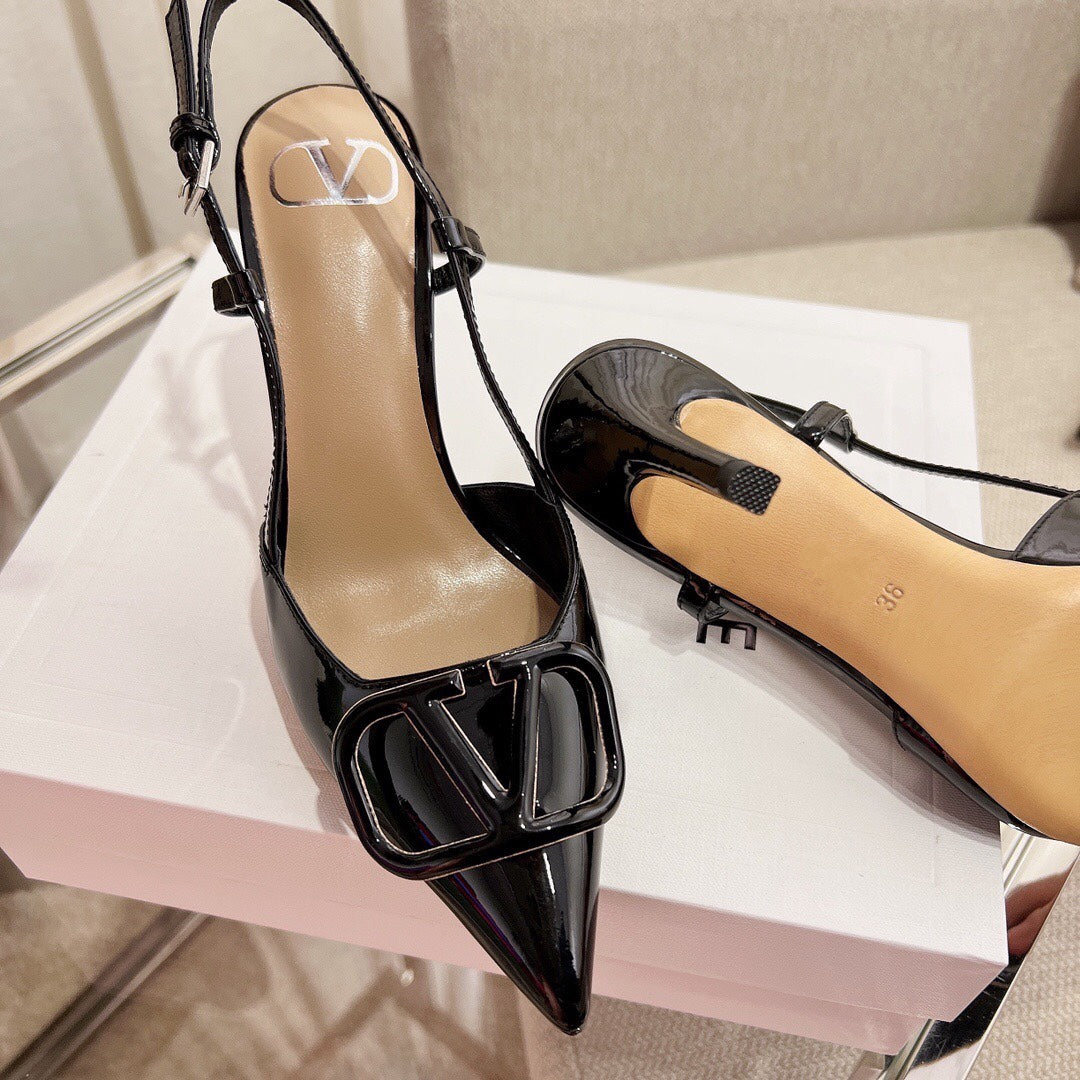 Vlogo Signature Slingback Black Calfskin