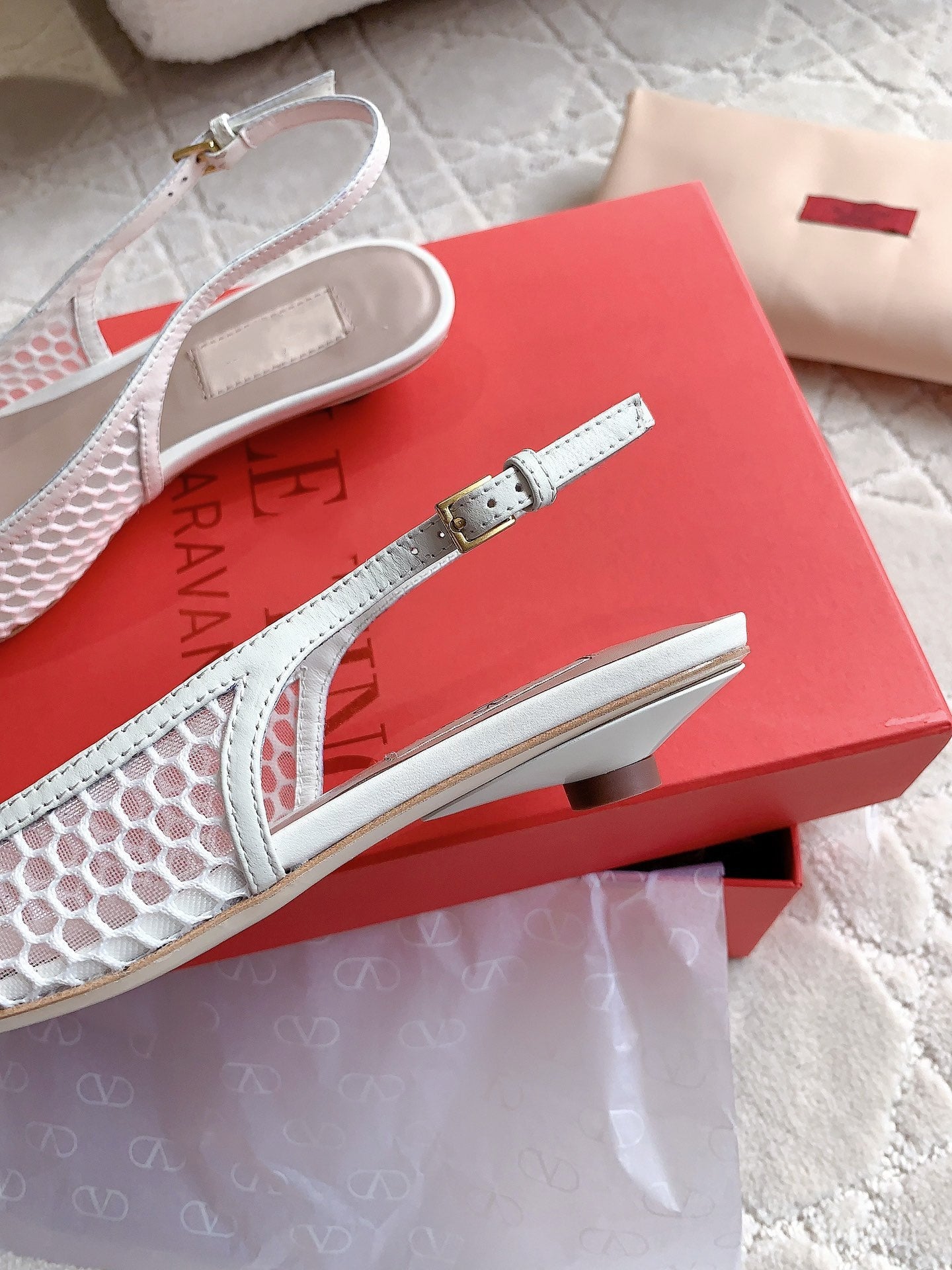 Vlogo Slingback Ballerina White Mesh