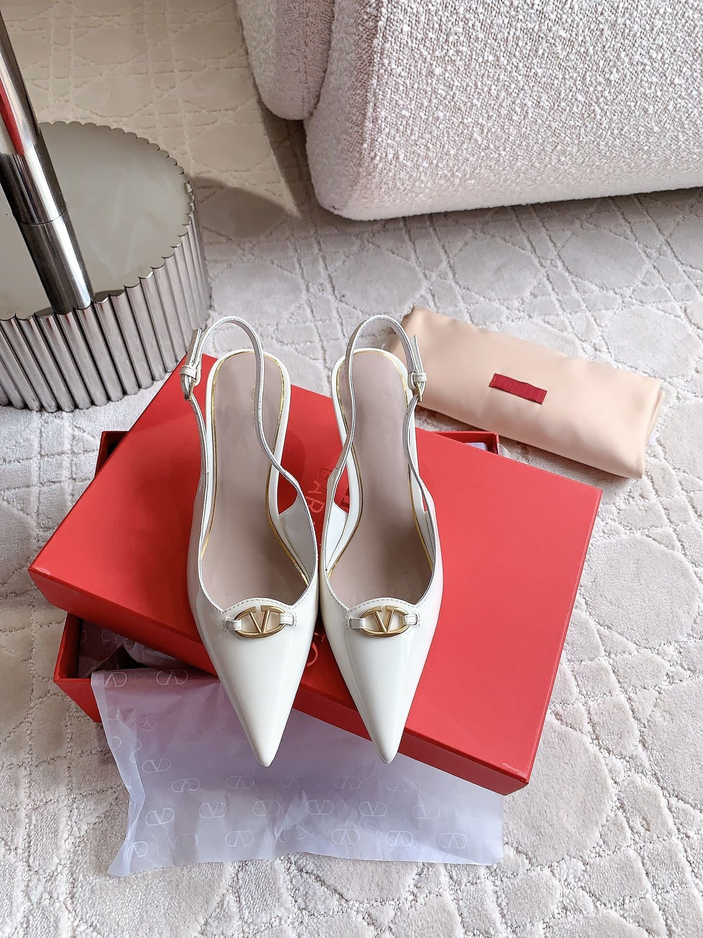 Vlogo Slingback Pump 65MM Shiny White