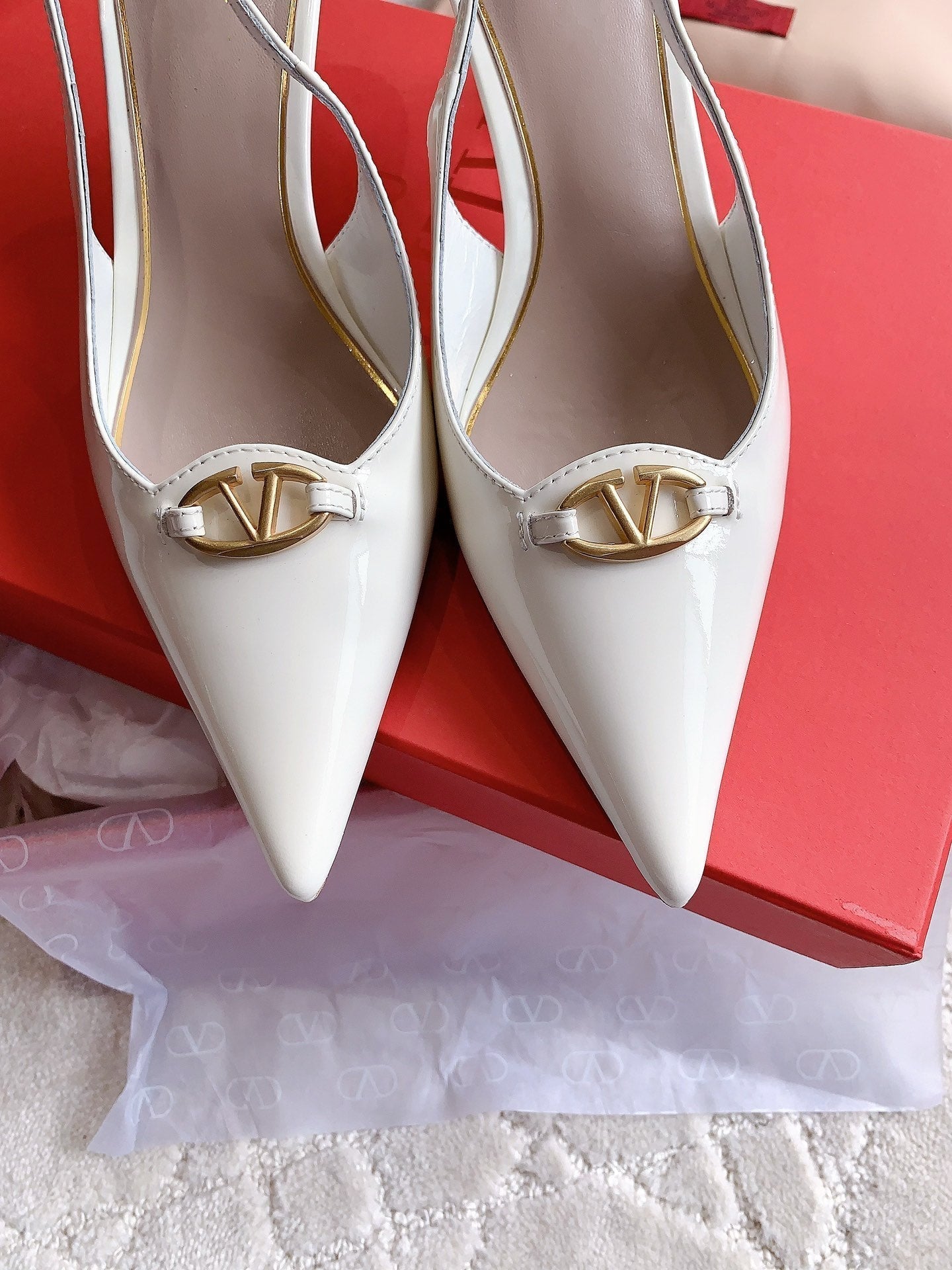 Vlogo Slingback Pump 65MM Shiny White