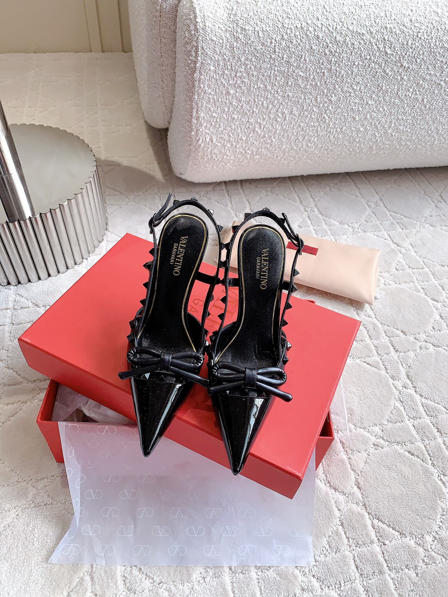 Rockstud High-heels Slingback 10cm Black