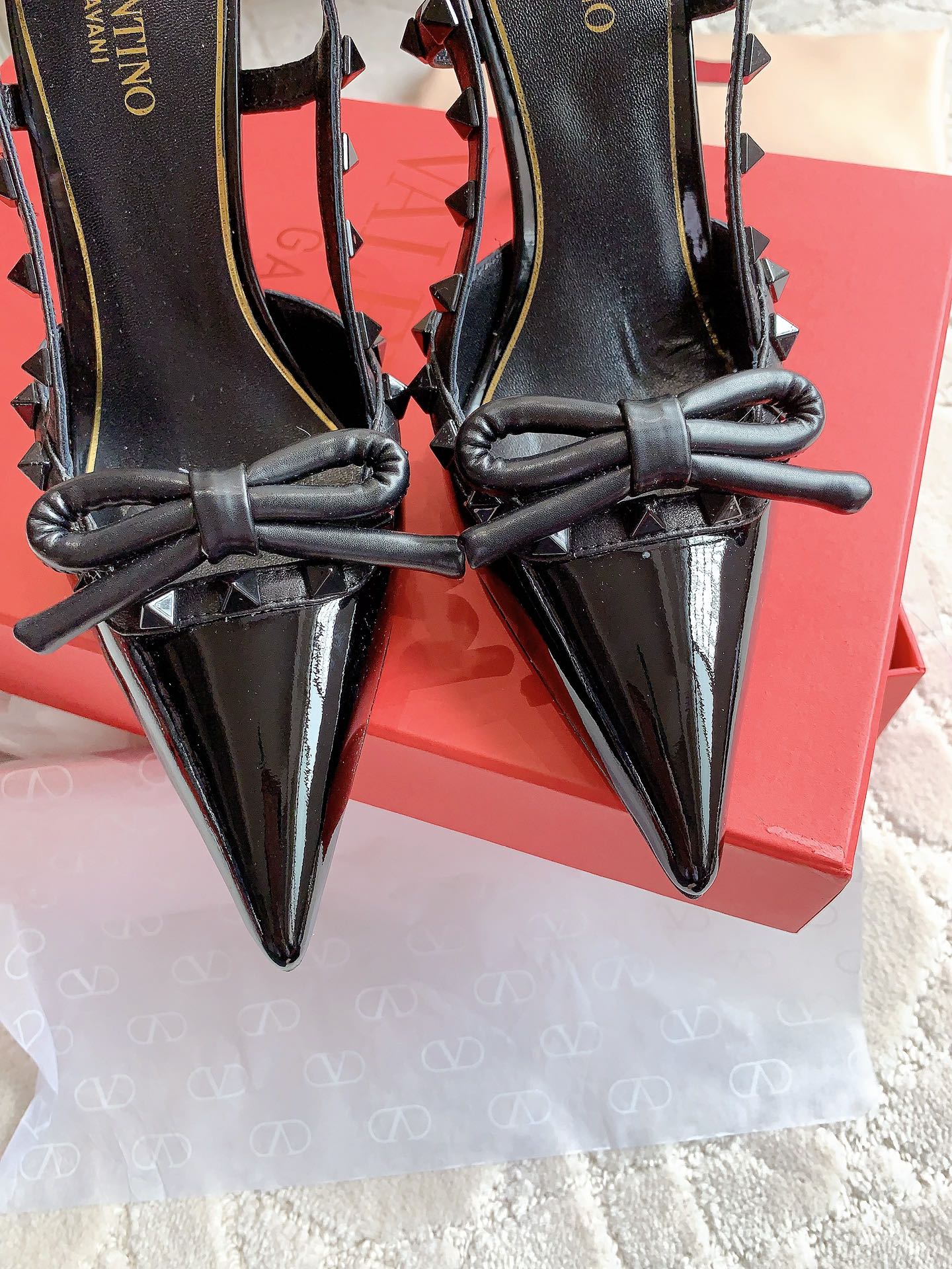 Rockstud High-heels Slingback 10cm Black