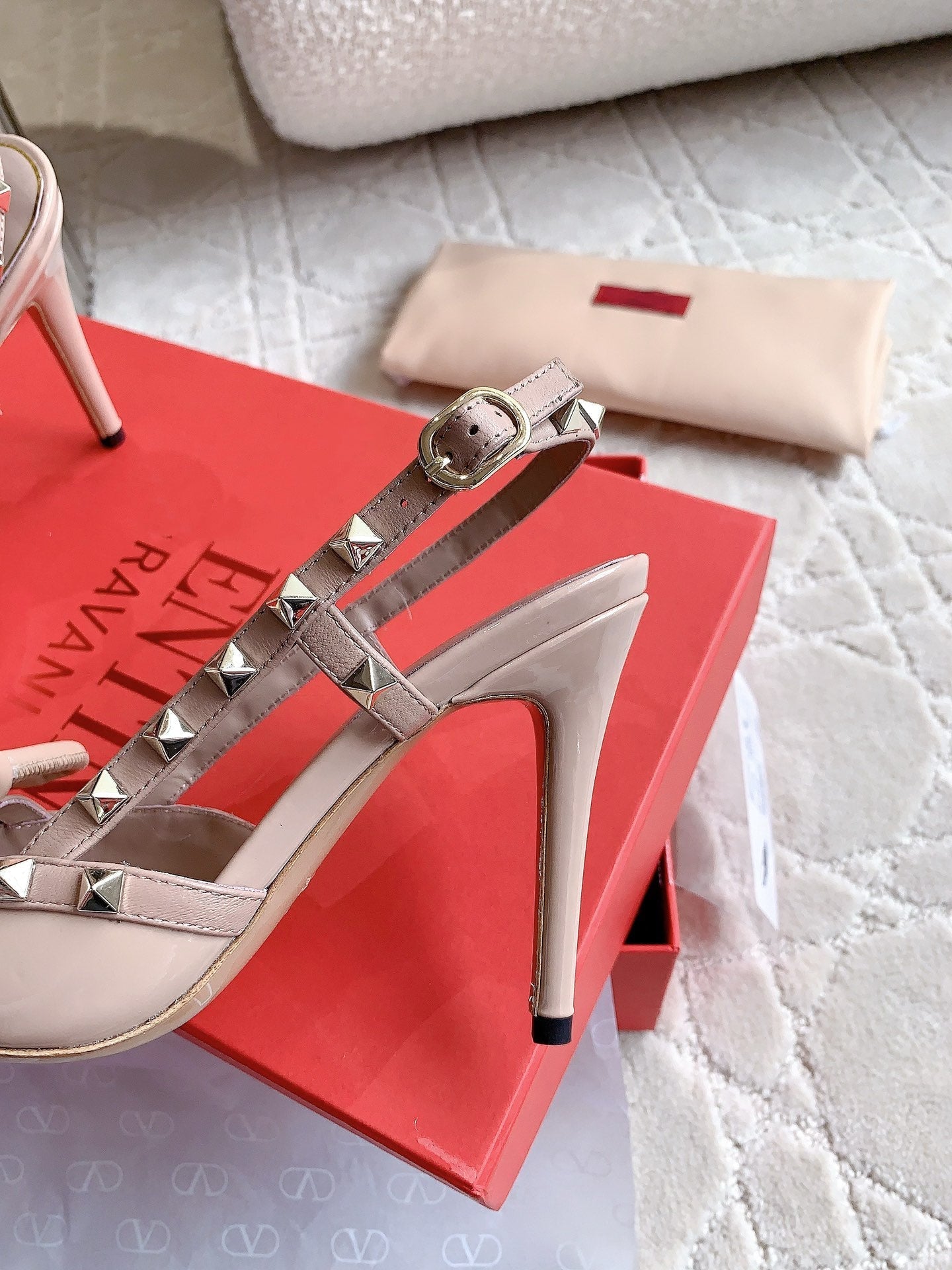 Rockstud High-heels Slingback 10cm Rose Cannelle