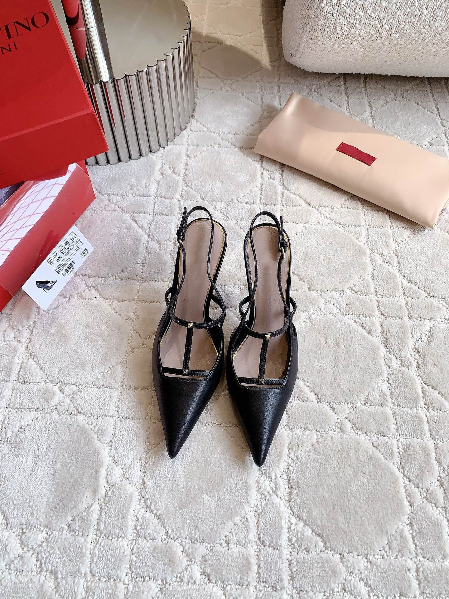 2 Rockstud Slingback 90mm Matte Black