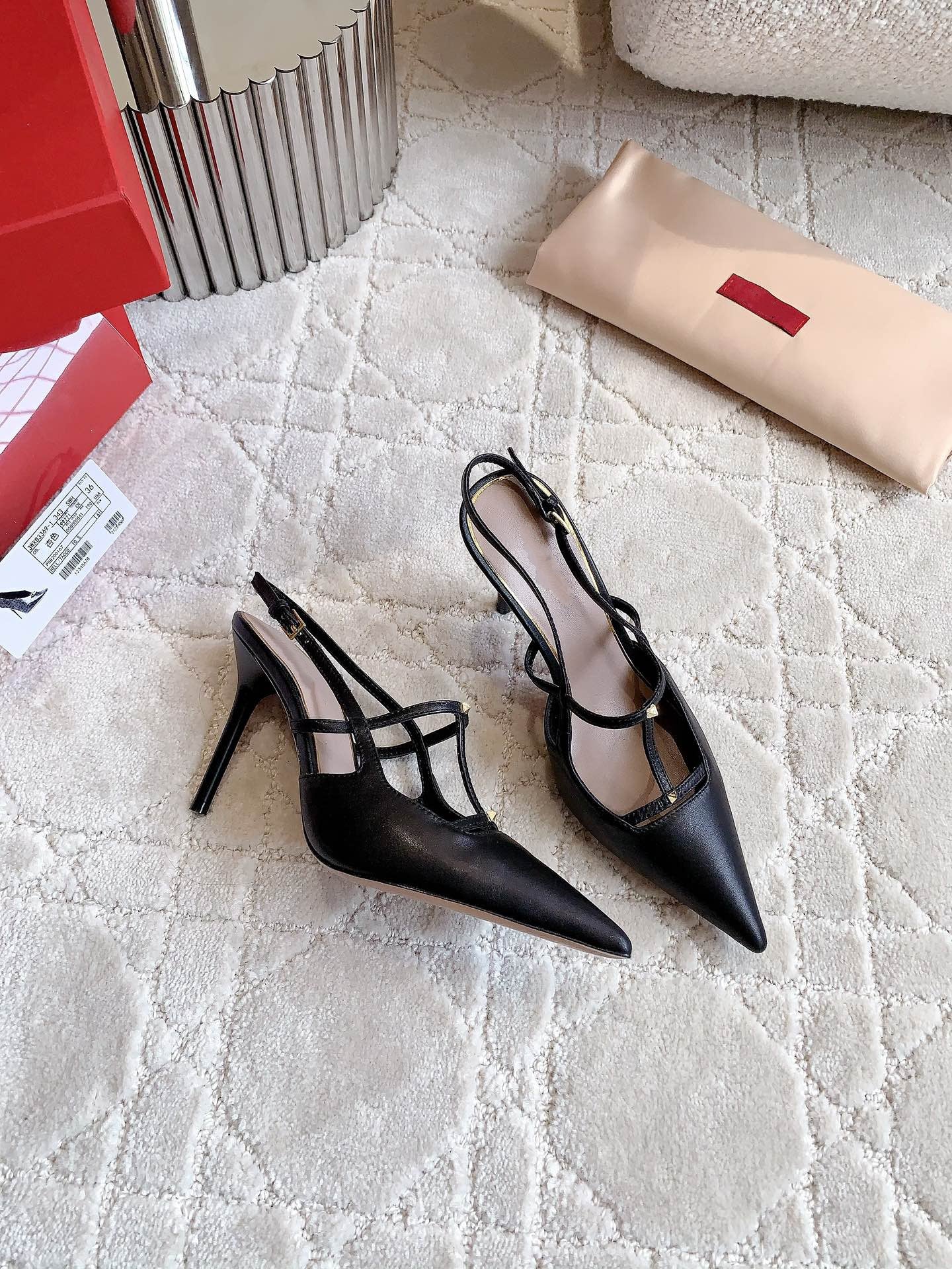 2 Rockstud Slingback 90mm Matte Black