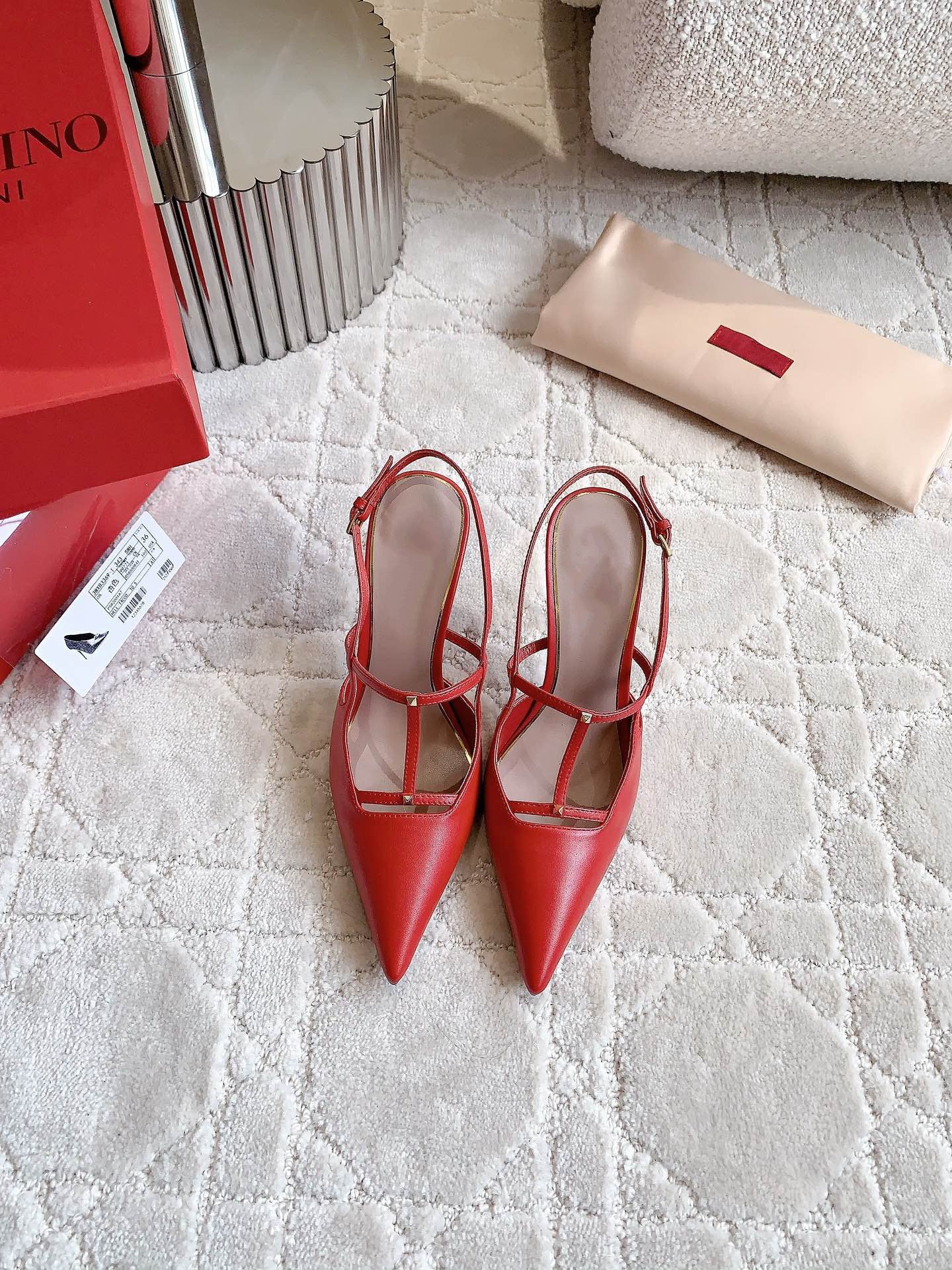 2 Rockstud Slingback 90mm Matte Red