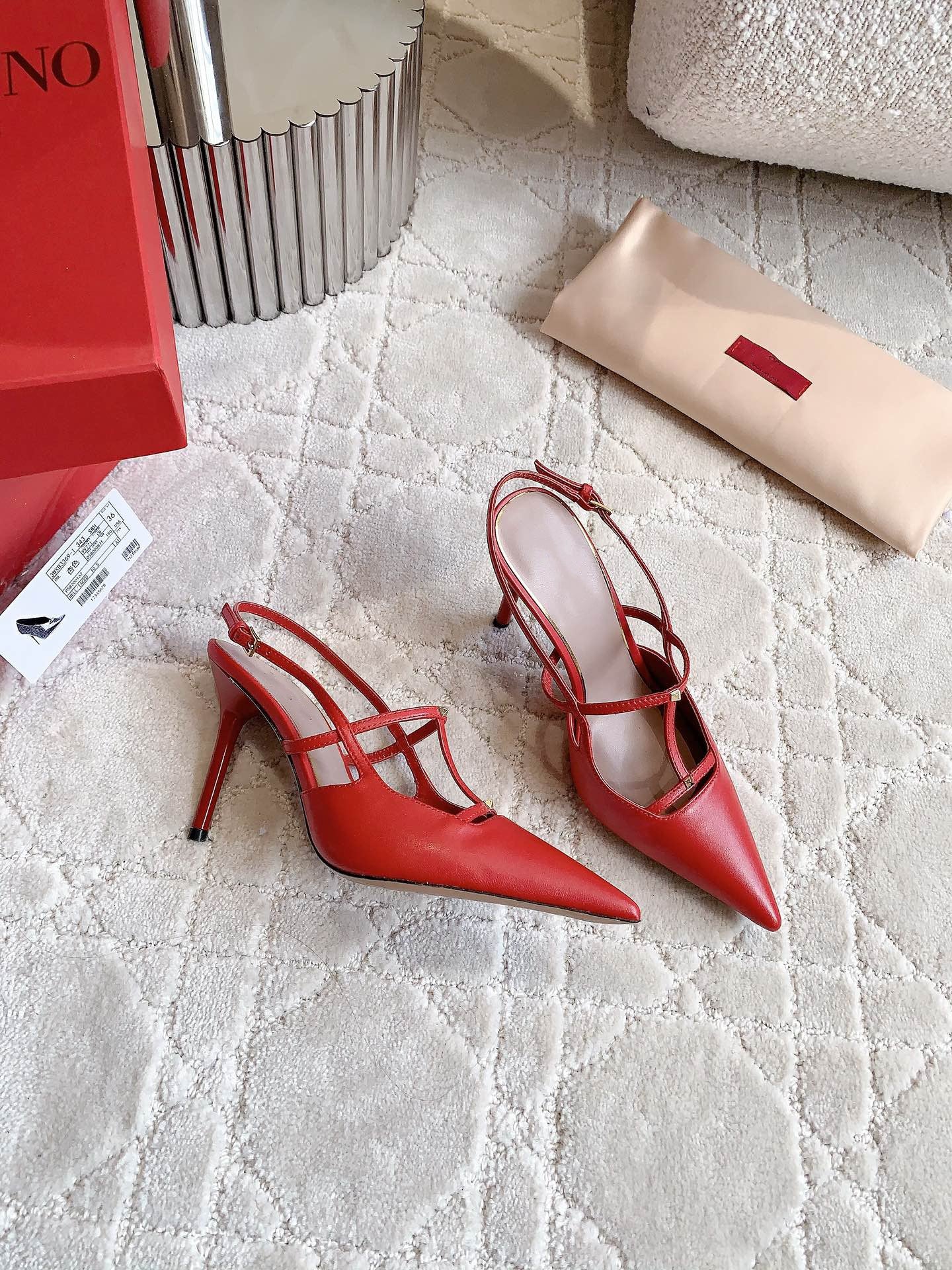 2 Rockstud Slingback 90mm Matte Red