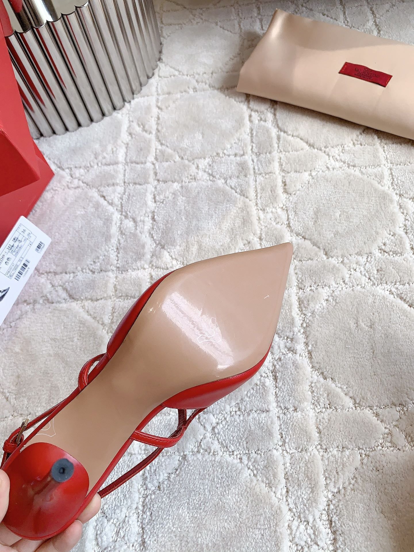 2 Rockstud Slingback 90mm Matte Red