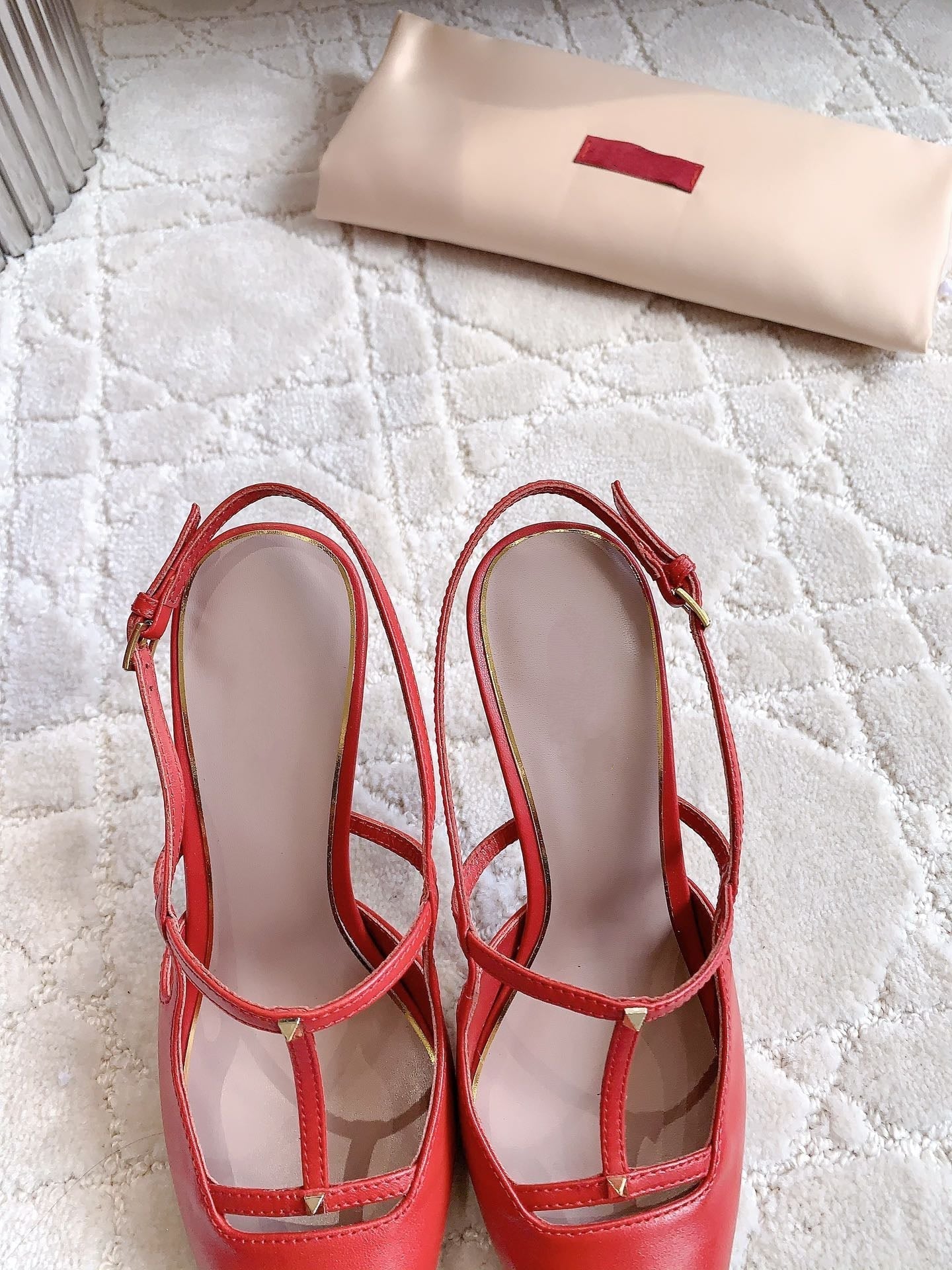 2 Rockstud Slingback 90mm Matte Red