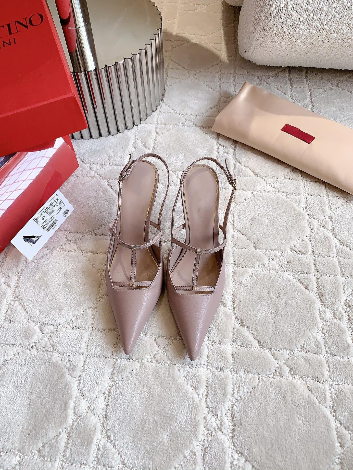 2 Rockstud Slingback 90mm Matte Rose Cannelle