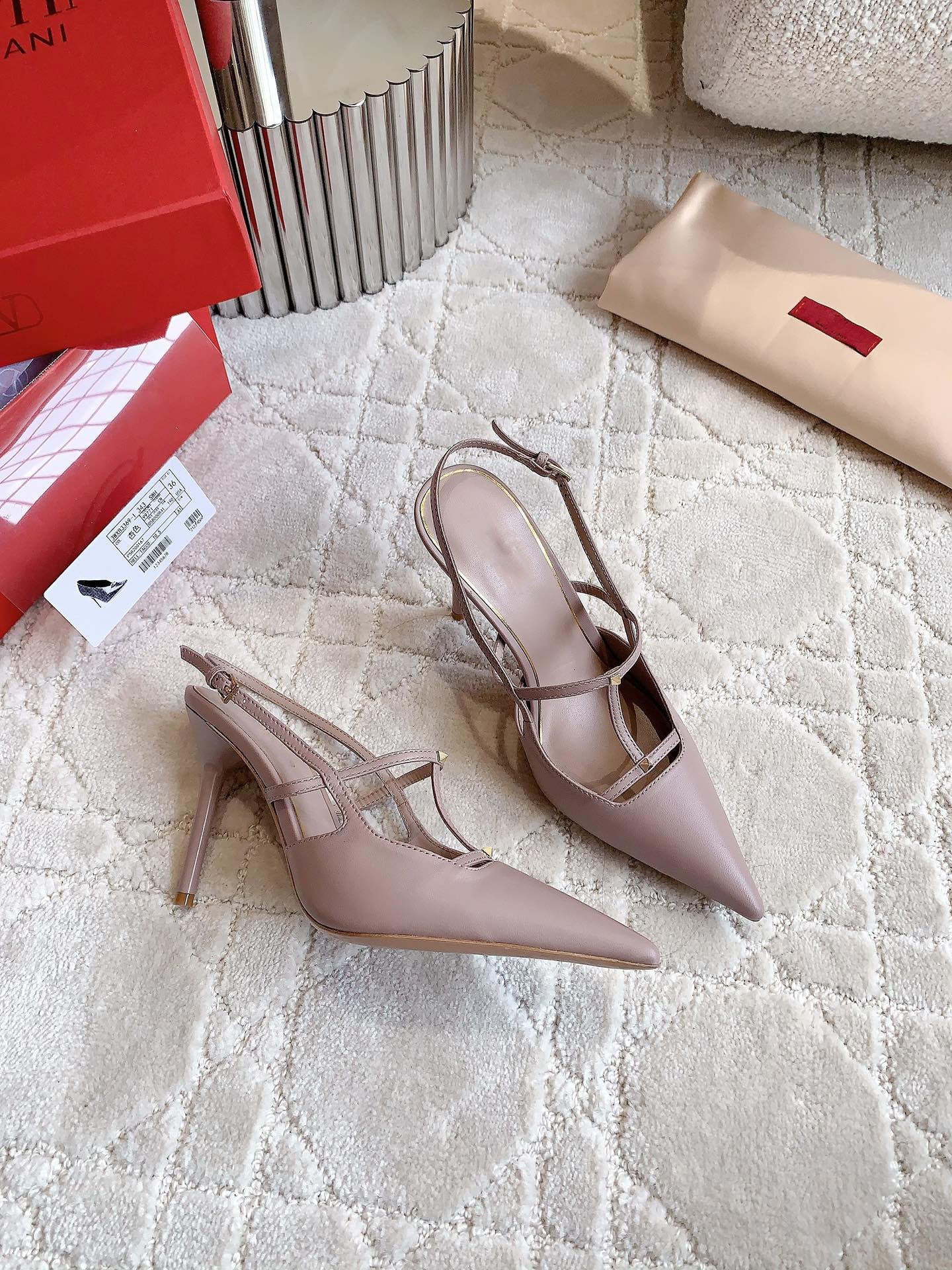 2 Rockstud Slingback 90mm Matte Rose Cannelle