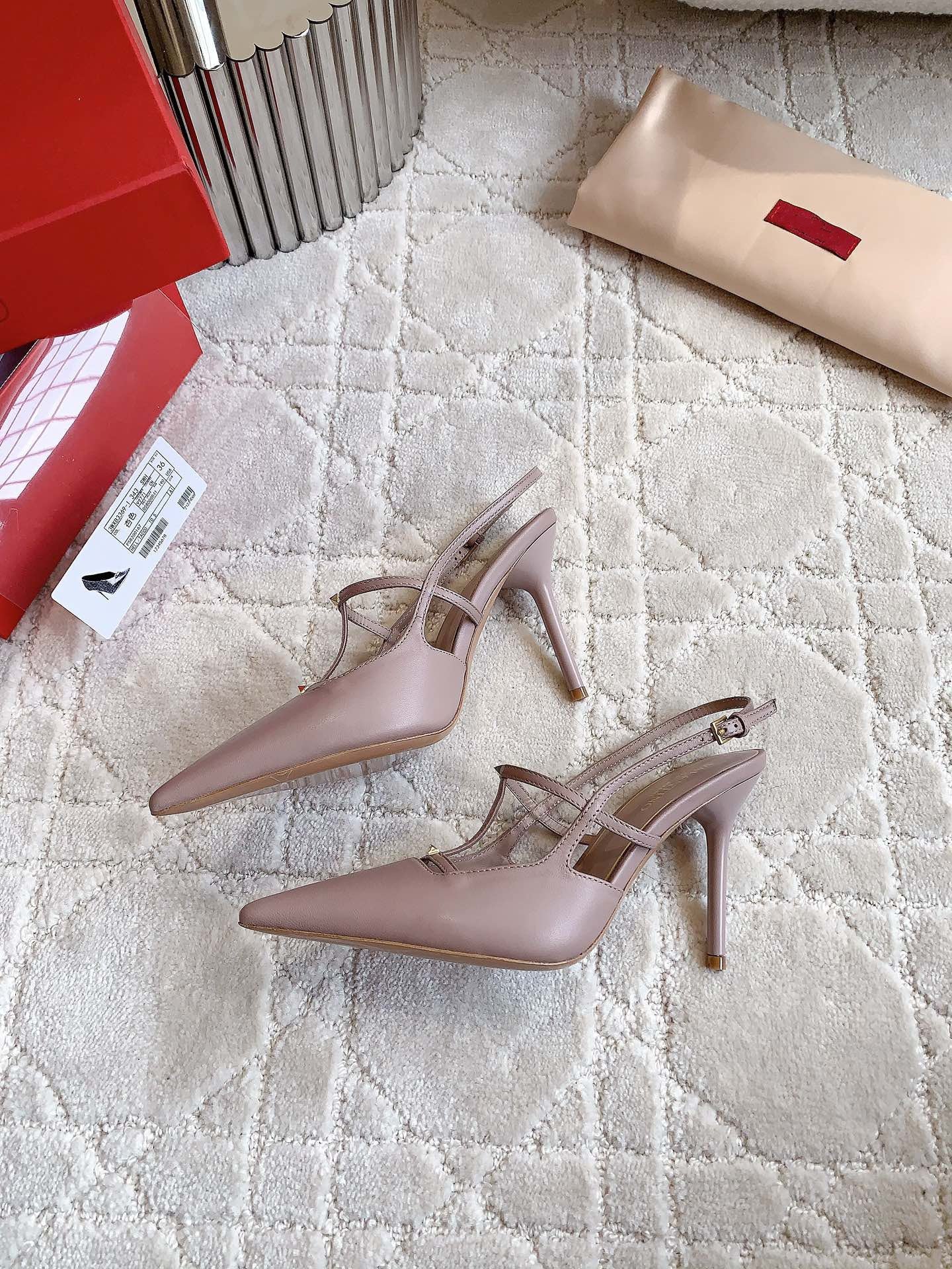 2 Rockstud Slingback 90mm Matte Rose Cannelle