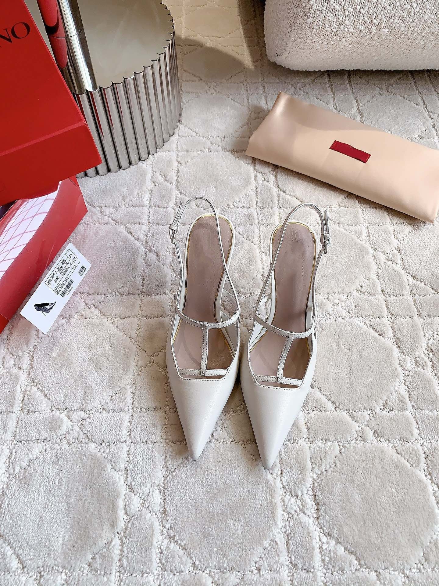 2 Rockstud Slingback 90mm Matte White