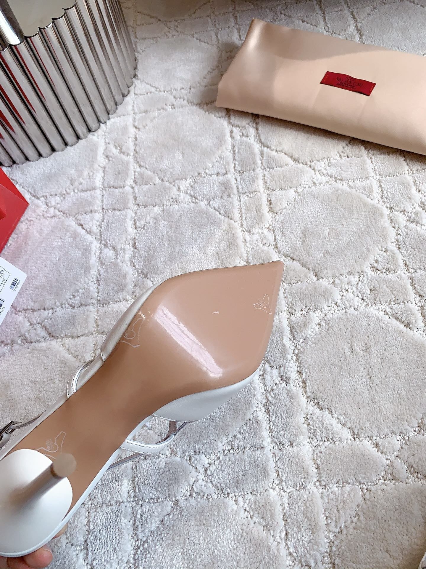 2 Rockstud Slingback 90mm Matte White