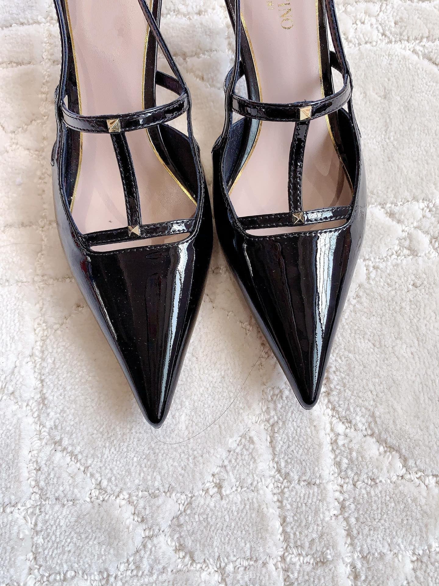 2 Rockstud Slingback 65mm Shiny Black