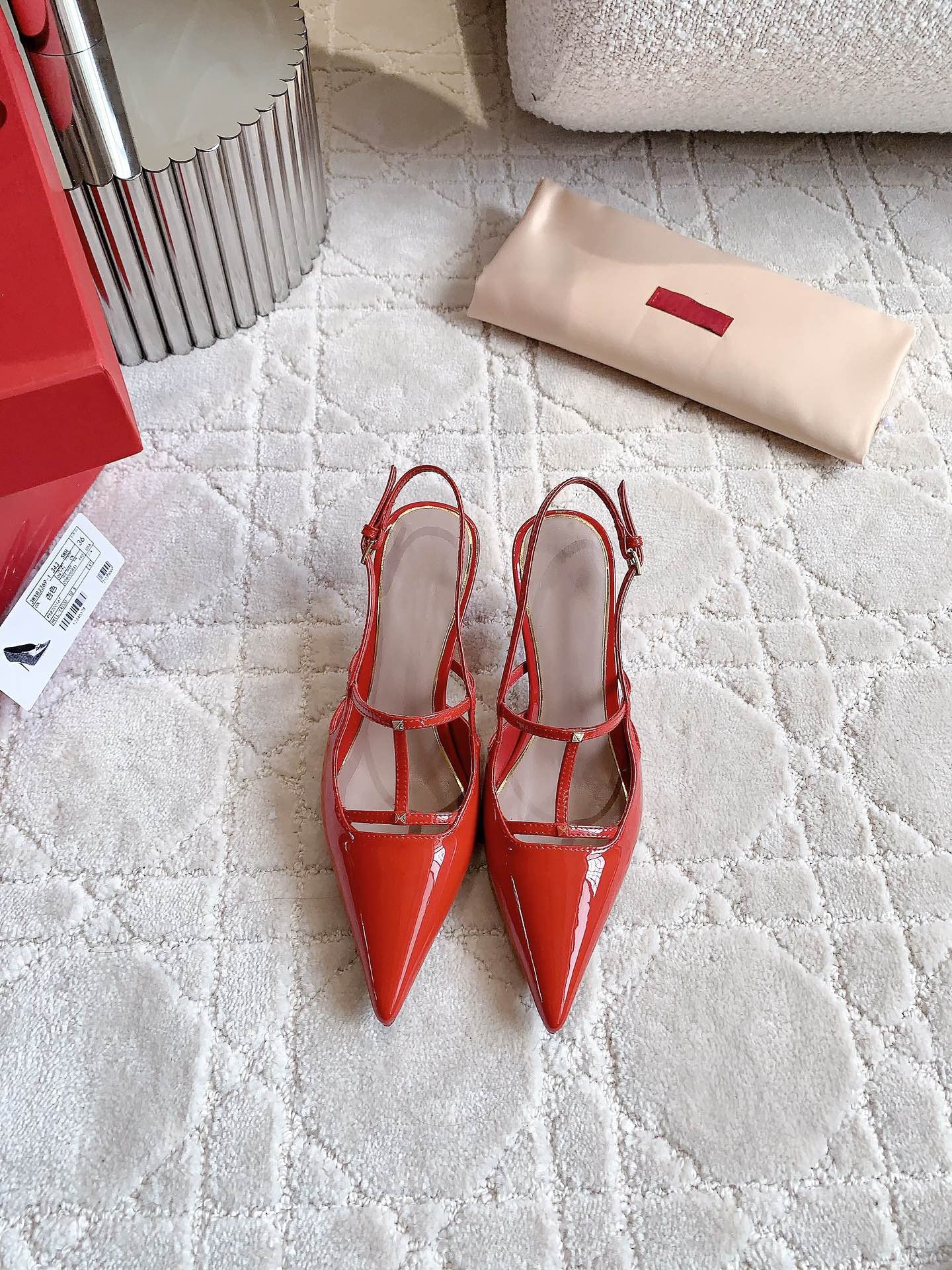 2 Rockstud Slingback 65mm Shiny Red