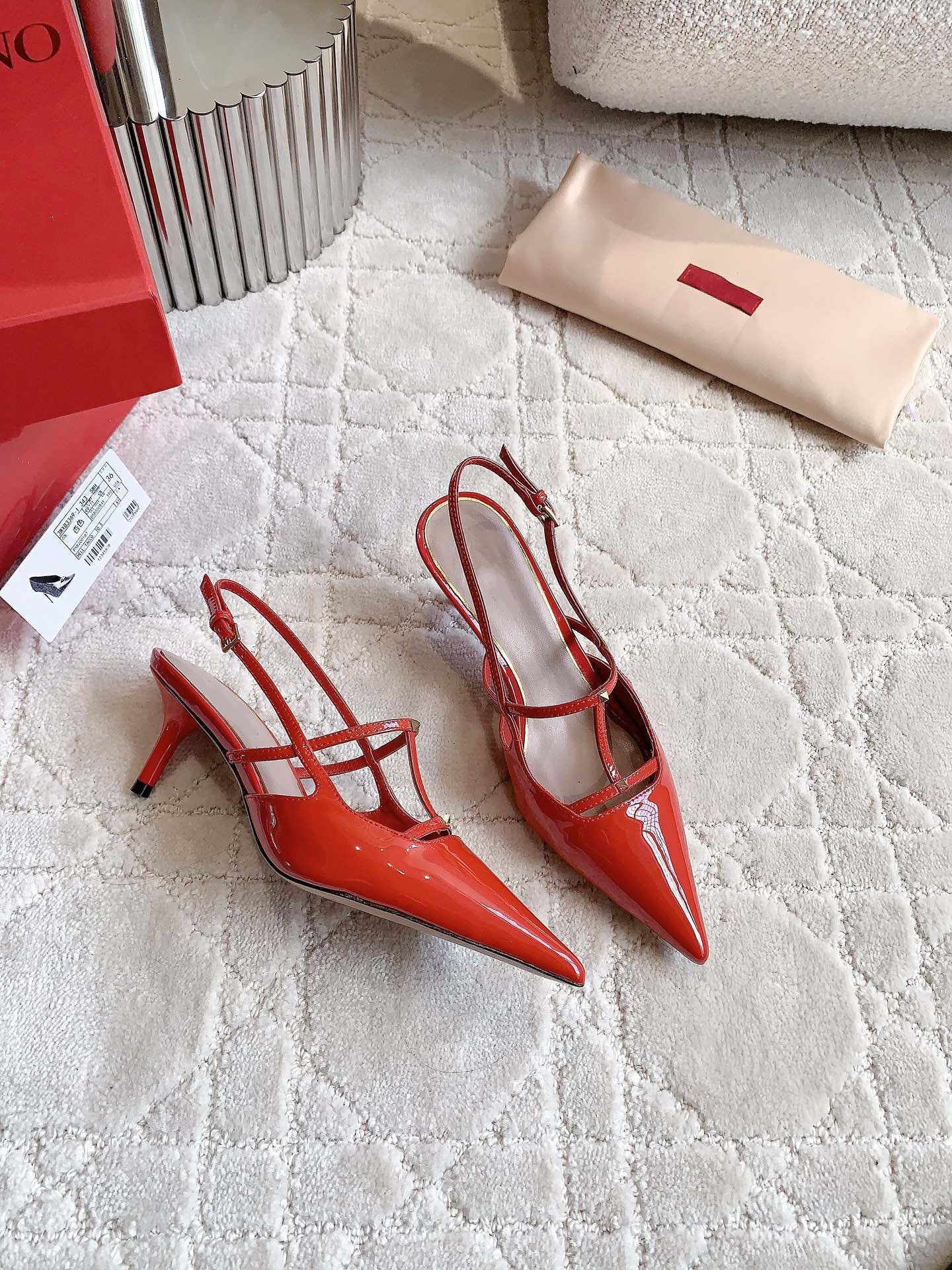 2 Rockstud Slingback 65mm Shiny Red