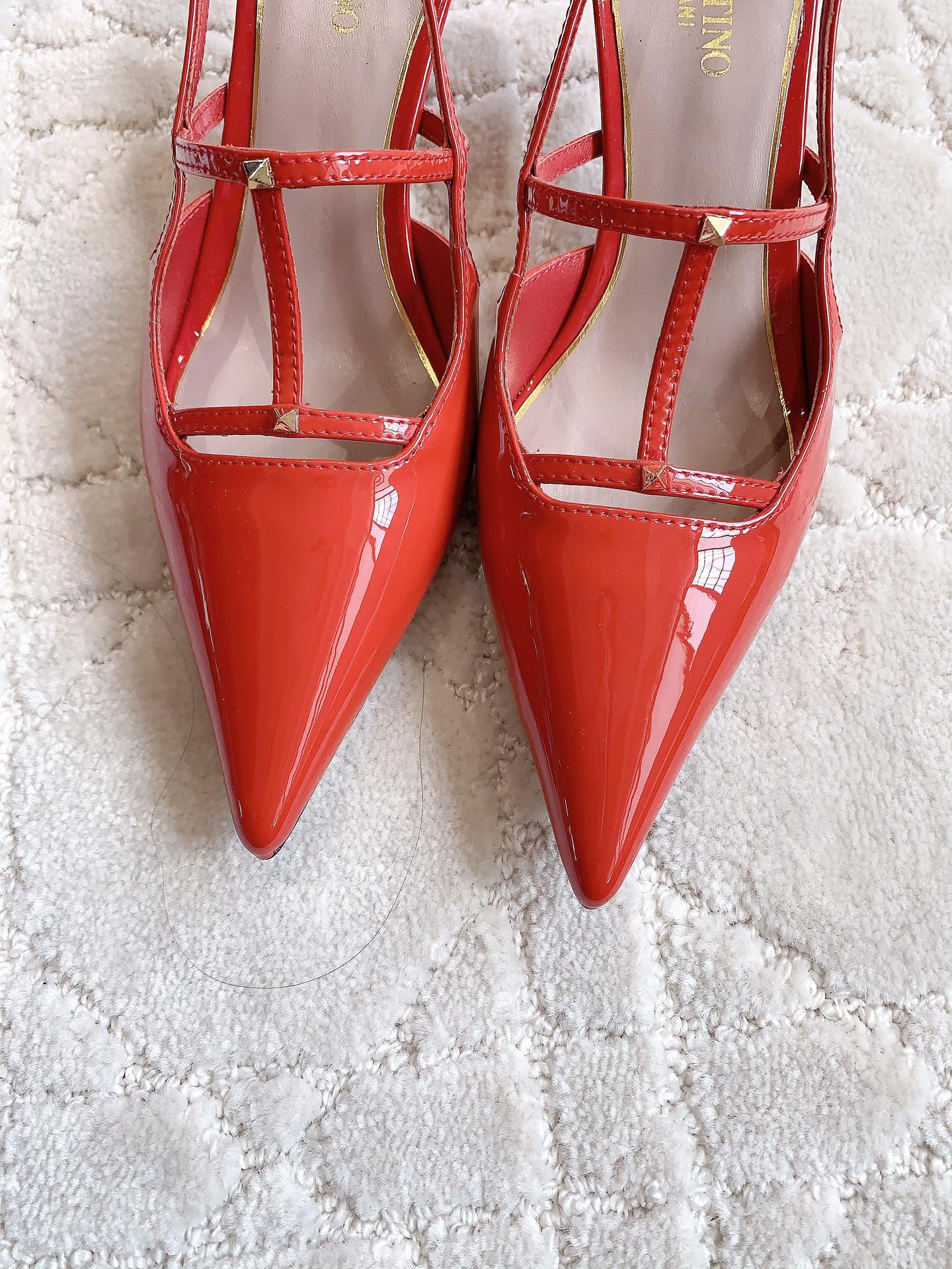 2 Rockstud Slingback 65mm Shiny Red