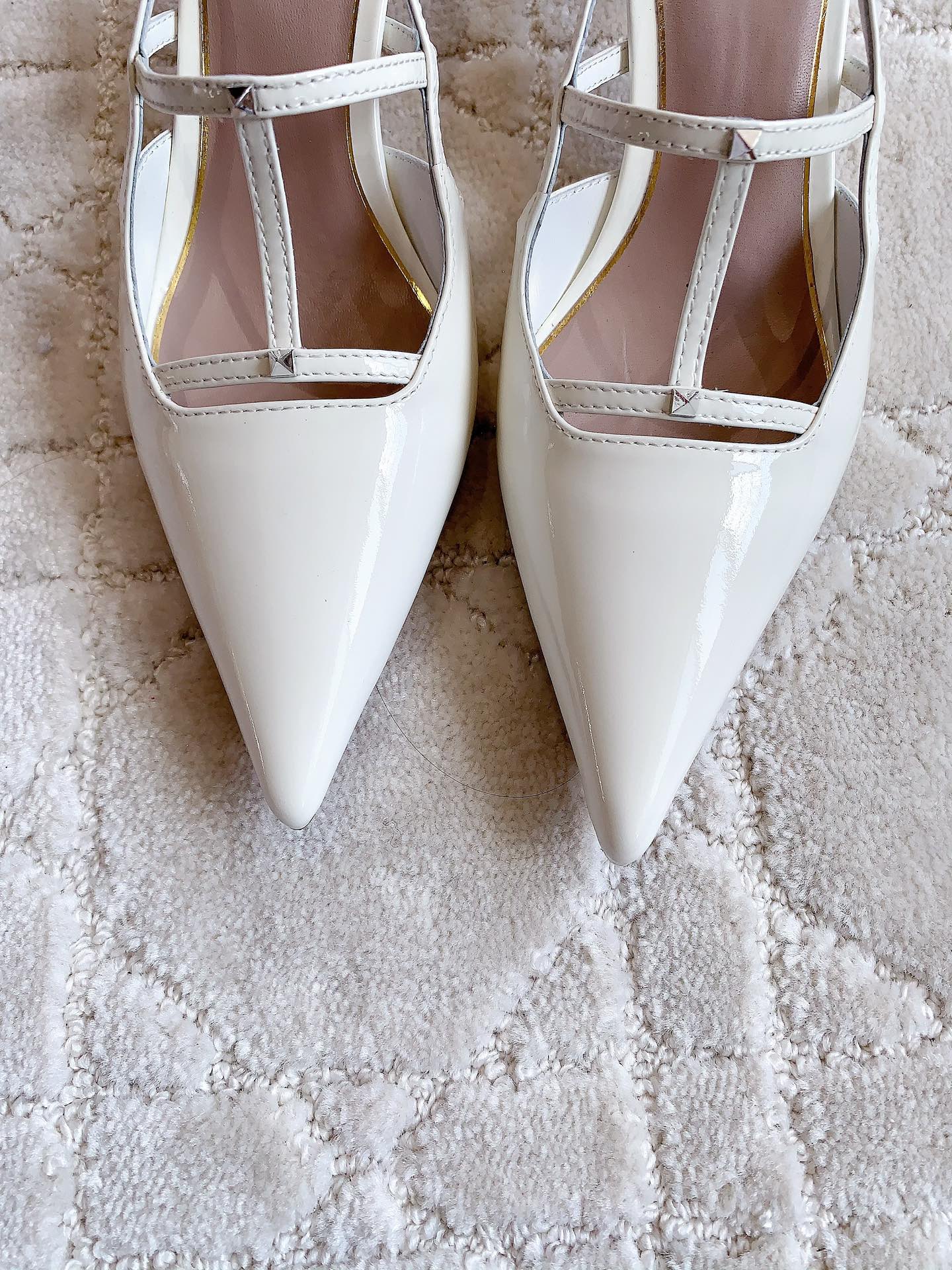 2 Rockstud Slingback 65mm Shiny White