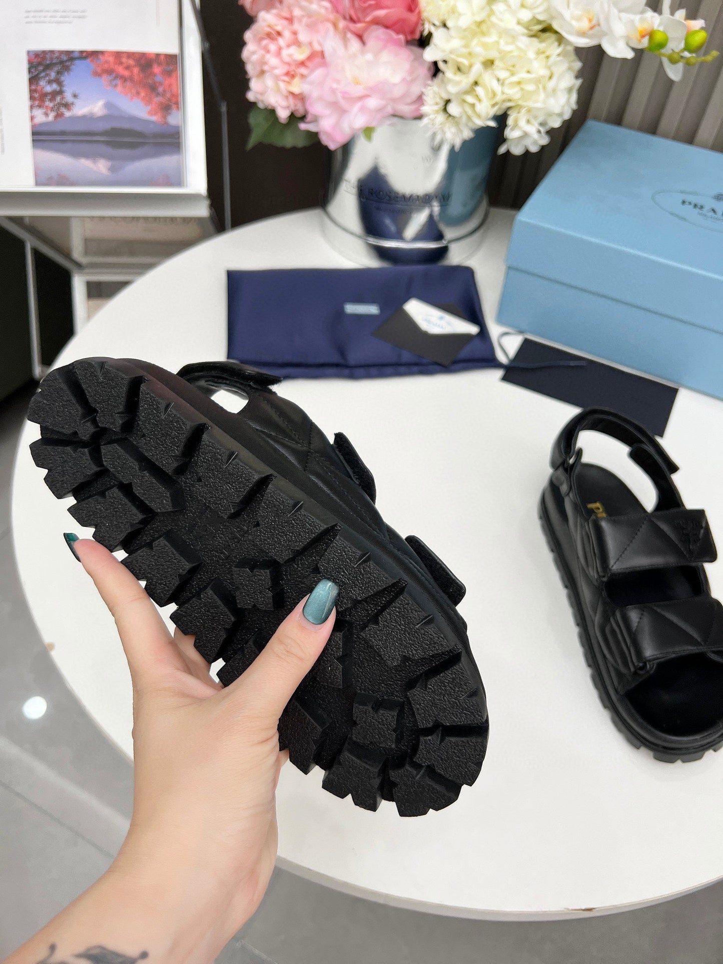 pra dad sandal black calfskin