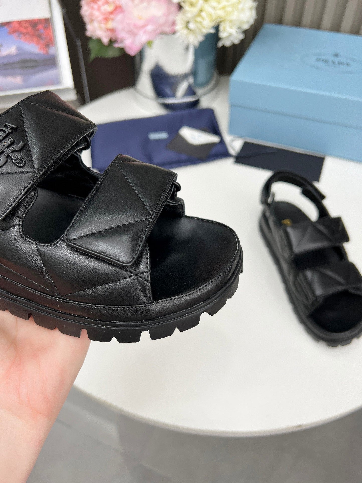 pra dad sandal black calfskin