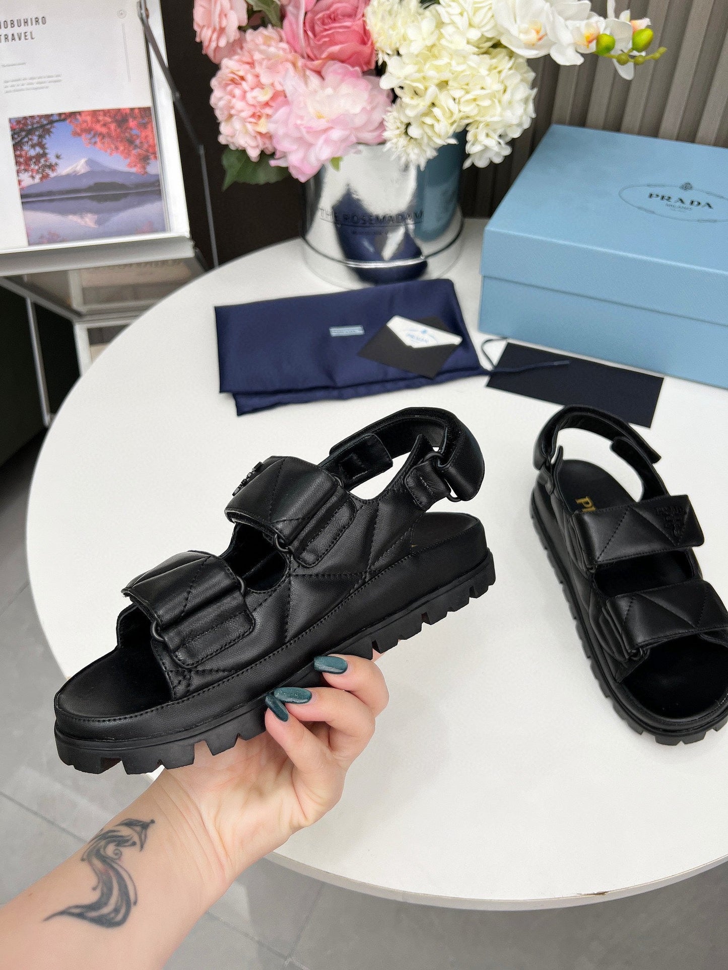 pra dad sandal black calfskin