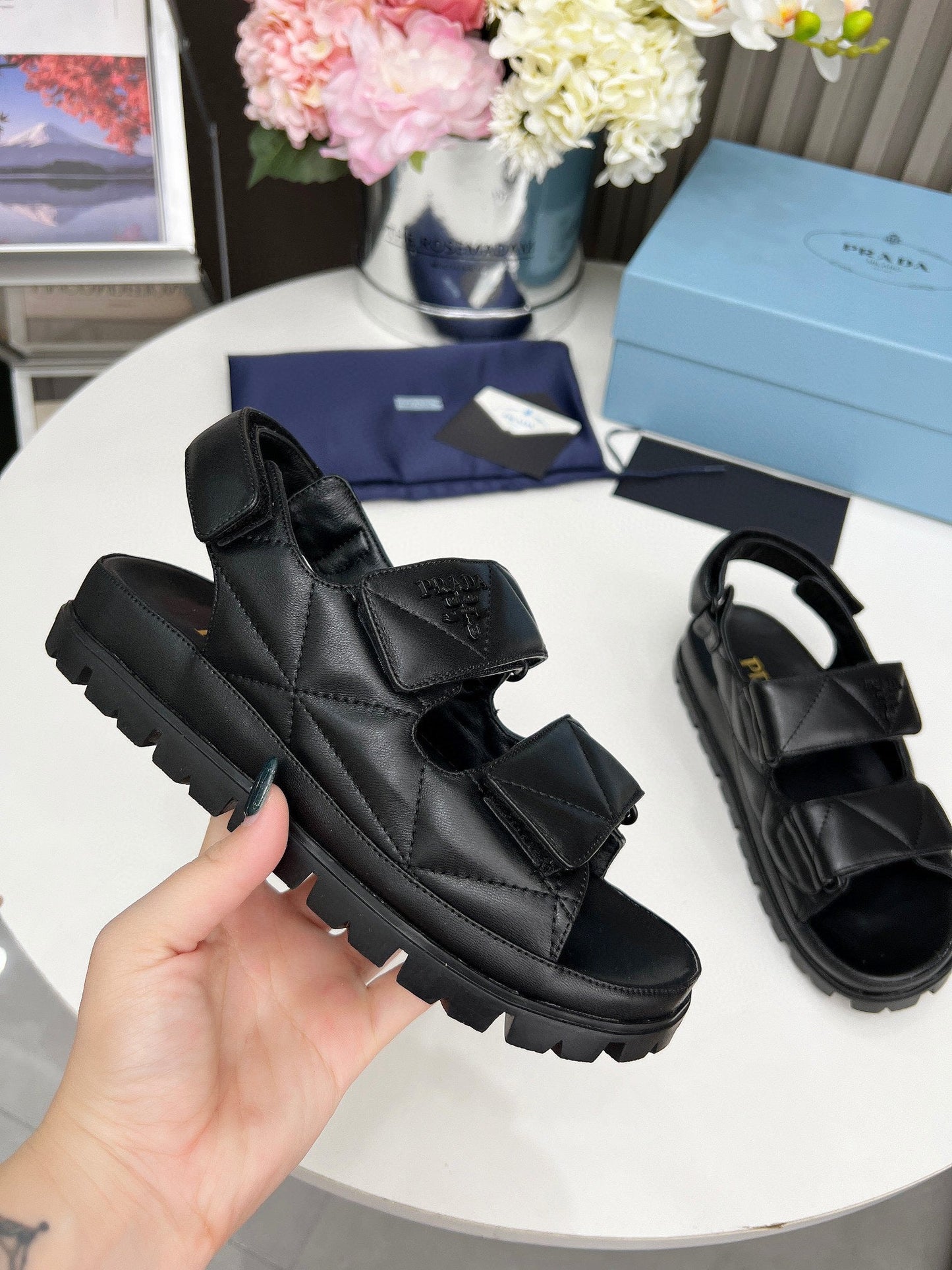 pra dad sandal black calfskin